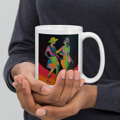 Balletic Intimacy Attire white glossy mug on a marble countertop.