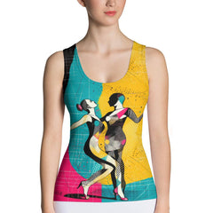 Balletic Magic Fashion tank top with sublimation design on white background.
