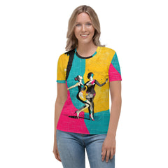 Elegant Balletic Magic women's t-shirt on model.