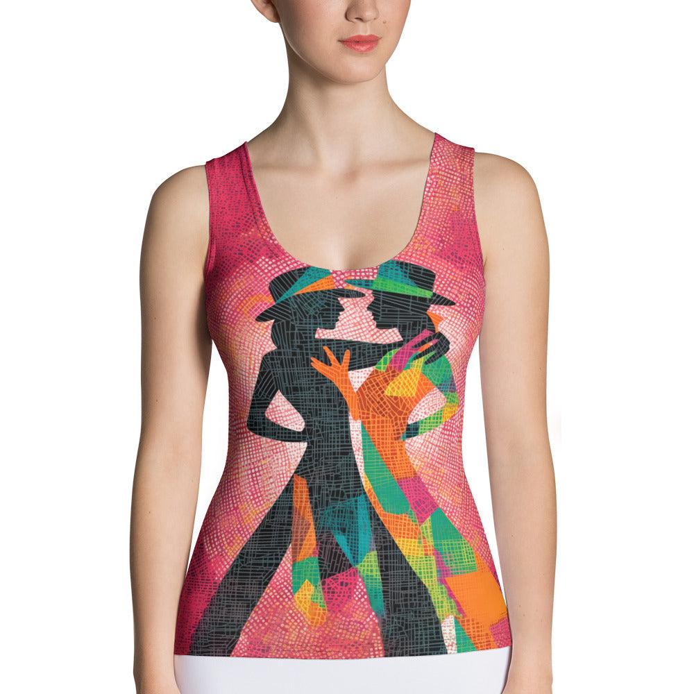 Balletic Movement Fashion Tank Top with Sublimation Cut & Sew Detail