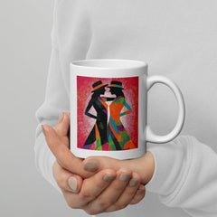 Balletic Movement Fashion White Mug on table.