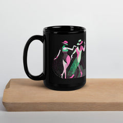 Sophisticated Balletic Perfection glossy mug filled with steaming coffee.