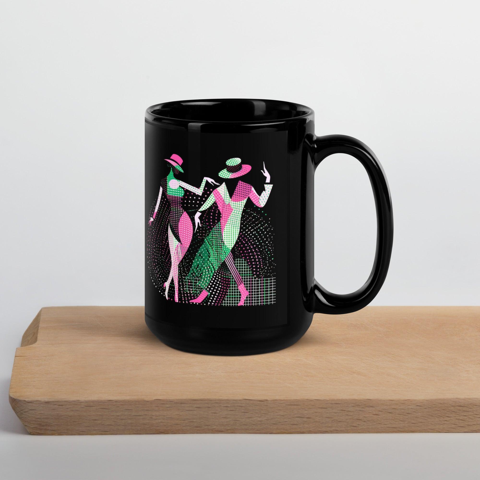 Balletic Perfection's glossy black mug, the epitome of fashion drinkware elegance.