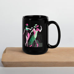 Balletic Perfection's glossy black mug, the epitome of fashion drinkware elegance.
