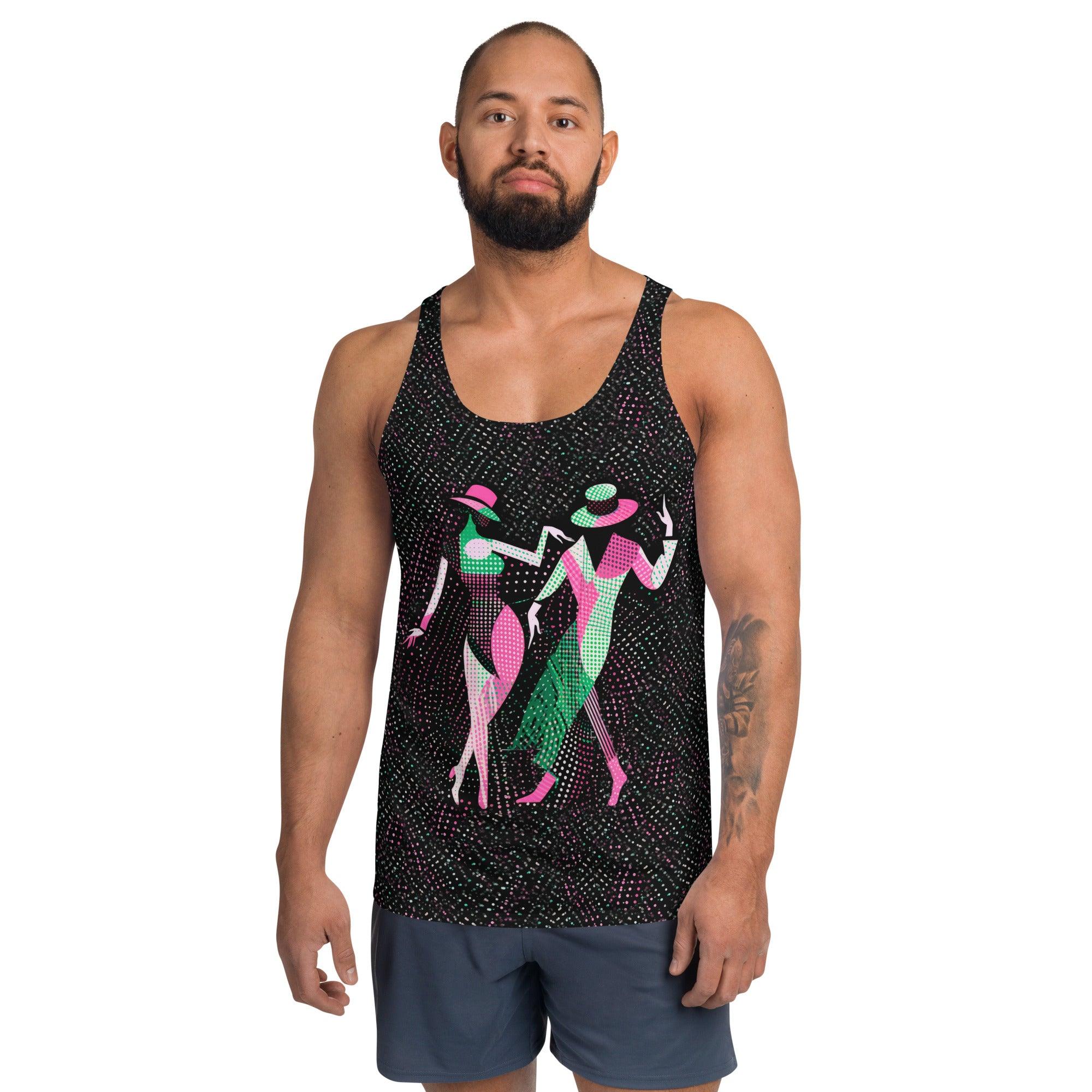 Balletic Perfection men's tank top front view on model