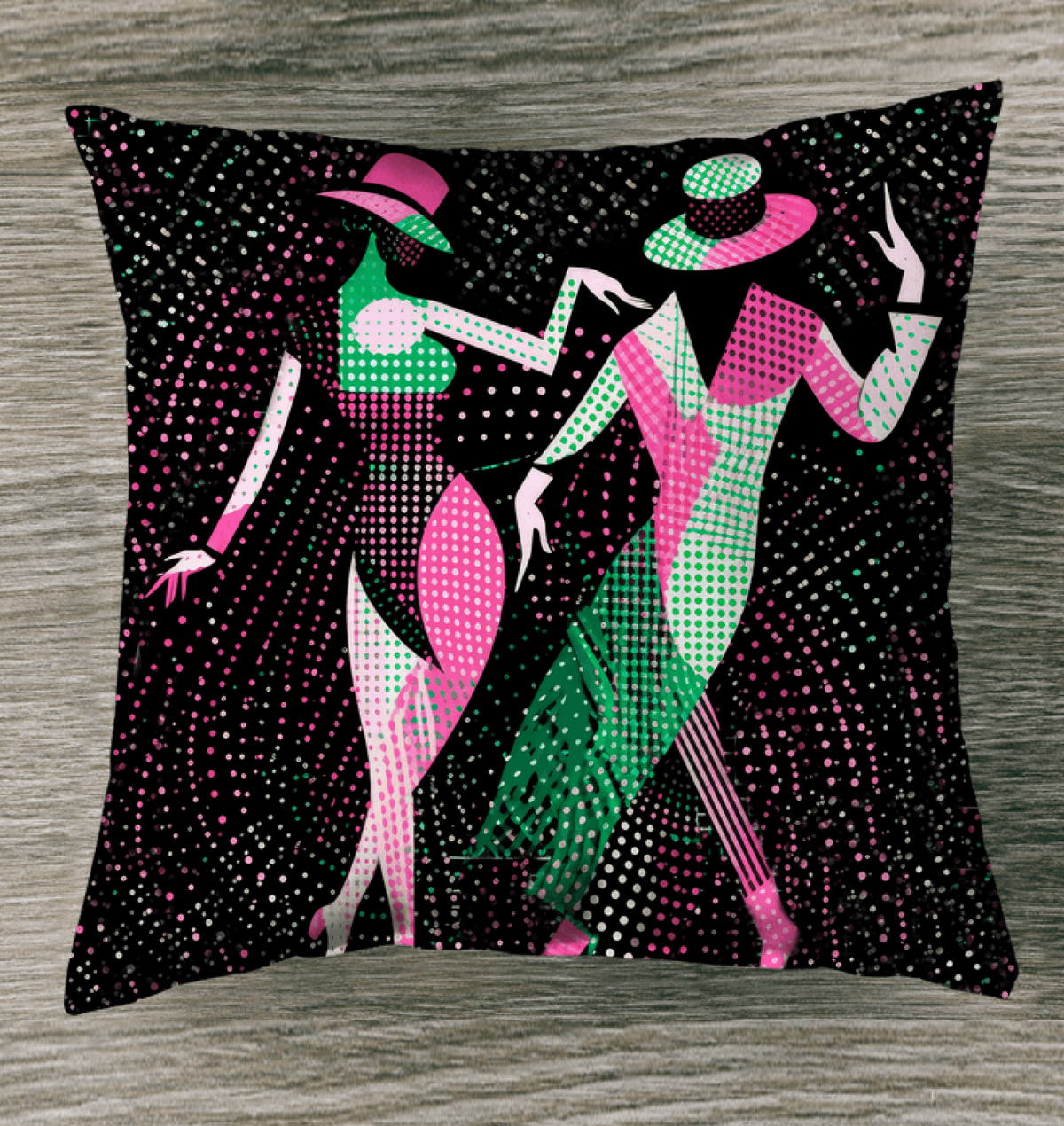 Balletic Perfection Fashion Outdoor Pillow adding a touch of grace to outdoor seating.