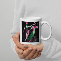 Fashion-forward ballet-themed glossy white mug.