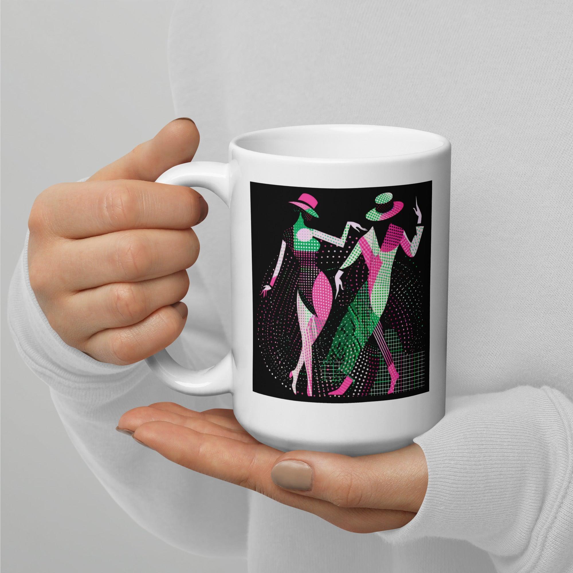 Sophisticated white mug with balletic perfection design.