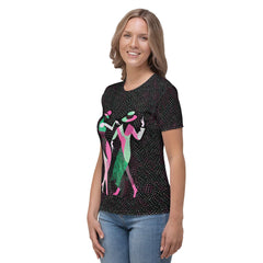 Woman wearing Balletic Perfection Fashion T-shirt, showcasing style and fit.