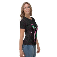 Elegant Balletic Perfection Fashion T-shirt for women, laid flat.