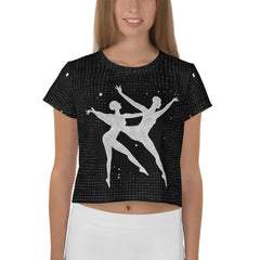 Dance-inspired all-over print crop tee in the Balletic Poise collection.