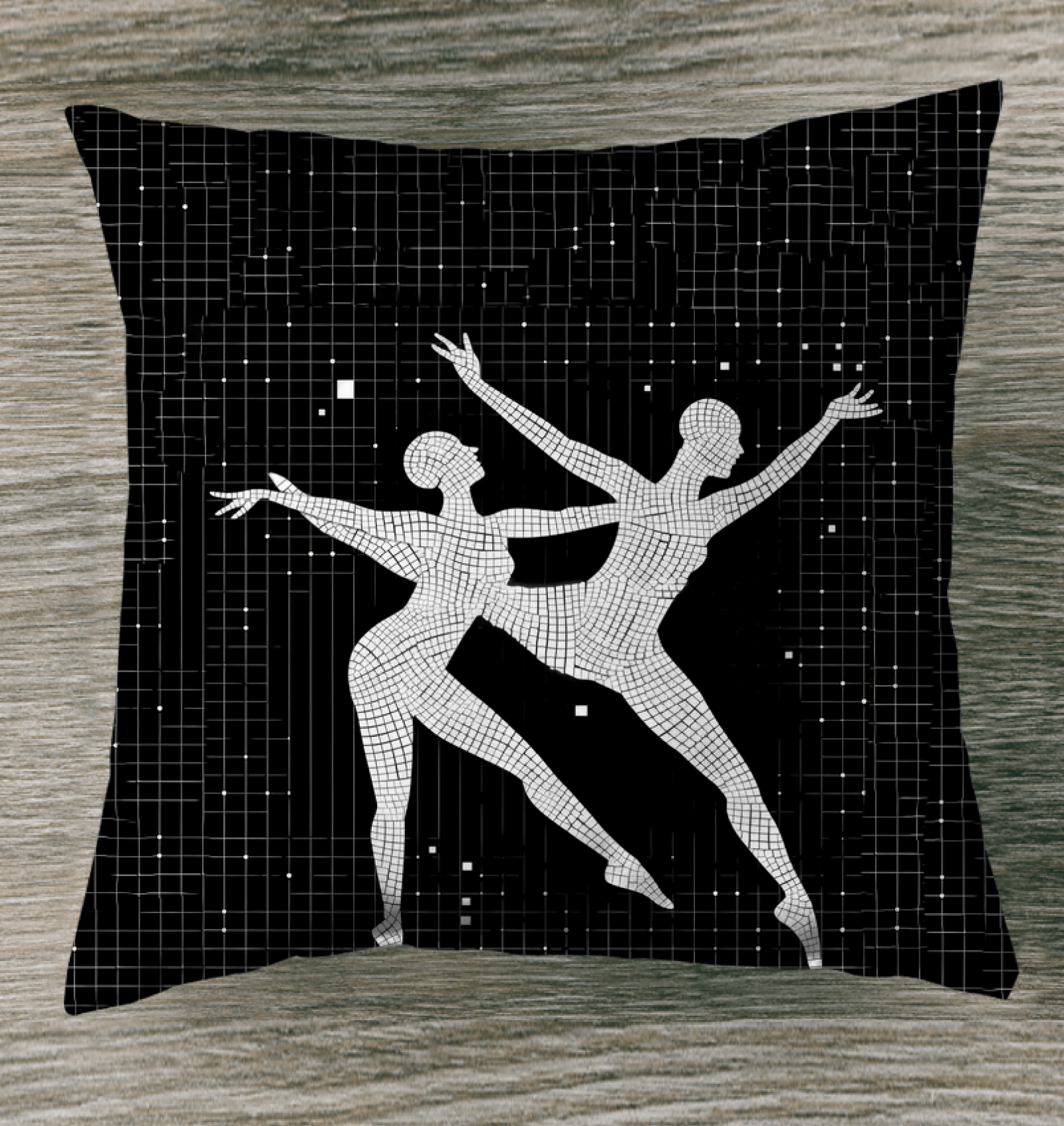 Elegant Balletic Poise Attire indoor decorative pillow on a cozy couch.