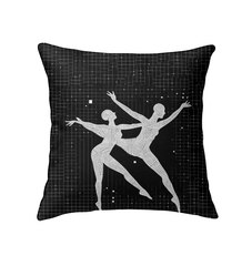 Balletic Poise Attire pillow showcasing detailed design, ideal for modern home decor.