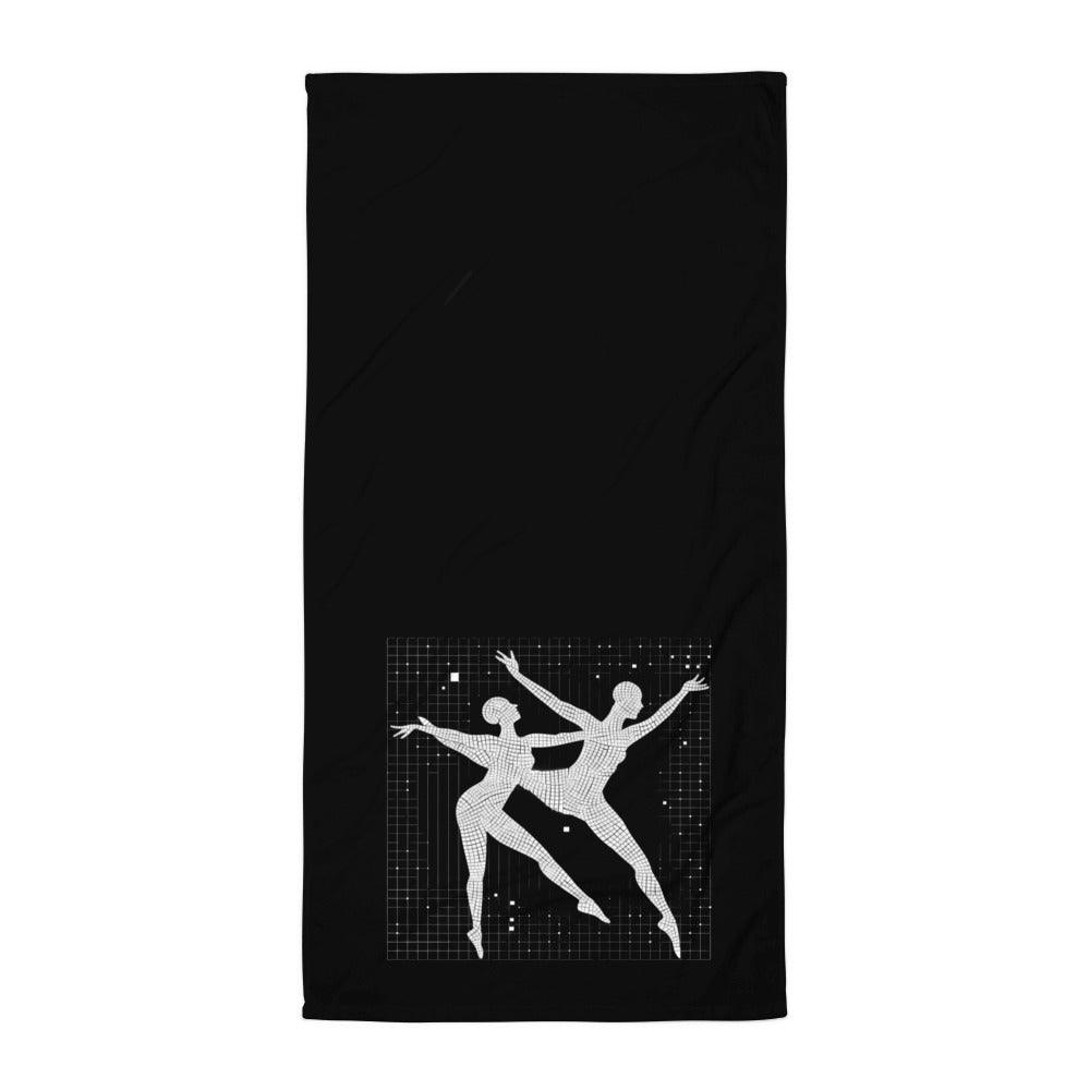 Soft and absorbent Balletic Poise Towel wrapped around a ballet dancer after practice.