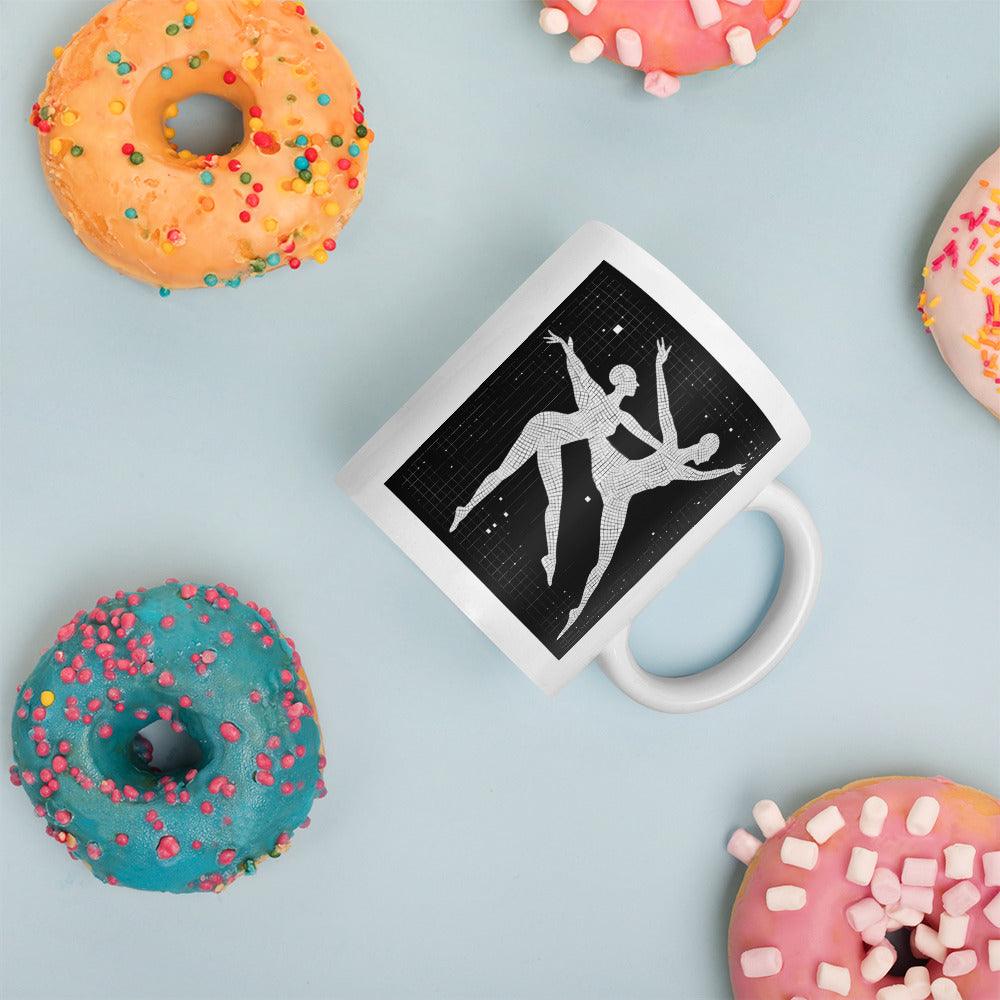 Balletic Poise Attire white glossy mug on a marble countertop.