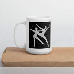 Empty Balletic Poise Attire white glossy mug, highlighting its elegant shape.