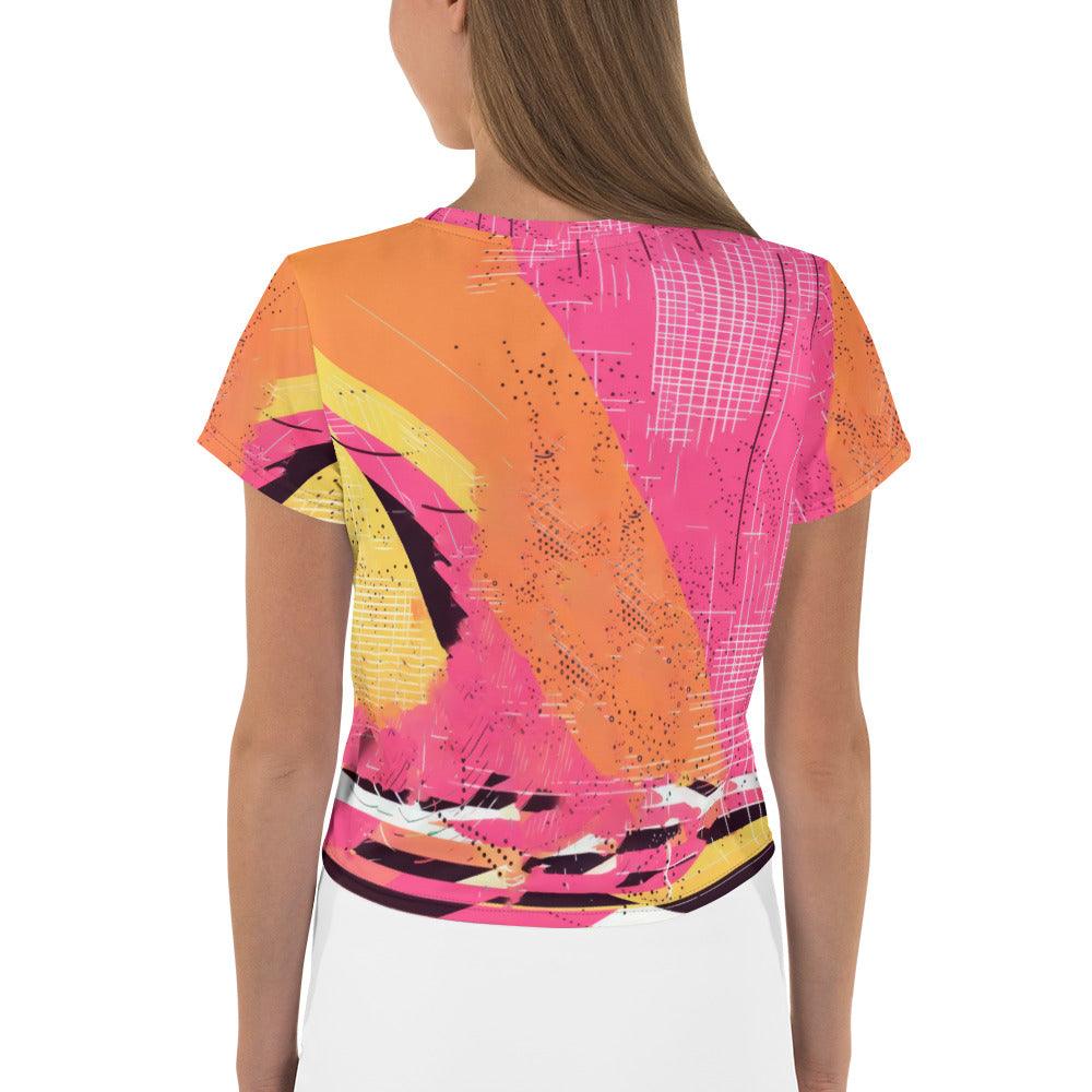 Elegant all-over print crop tee from Balletic Reflections fashion collection.