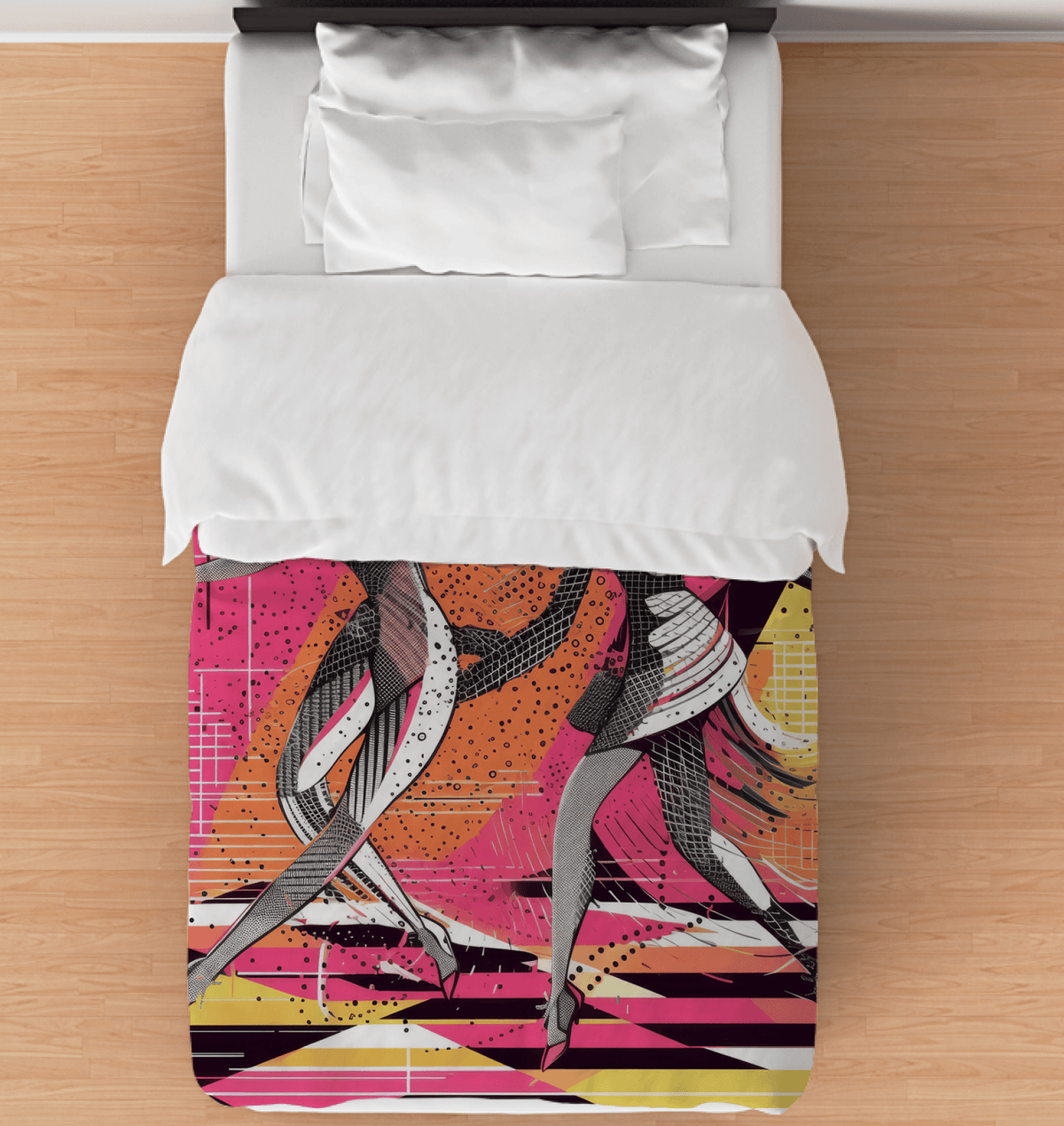 Balletic Reflections twin-sized fashion comforter displaying elegant design and cozy texture.