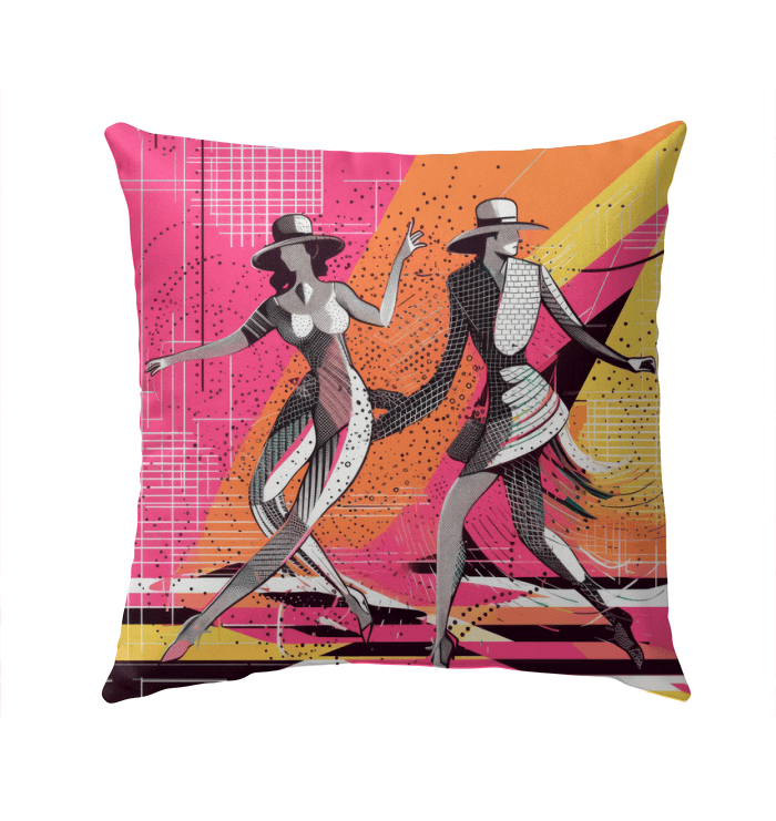 Outdoor scene featuring the Balletic Reflections Fashion Outdoor Pillow, complementing the surrounding decor with its stylish design.