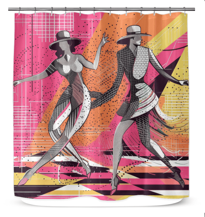 Elegant Balletic Reflections Fashion Shower Curtain adding sophistication to bathroom decor.