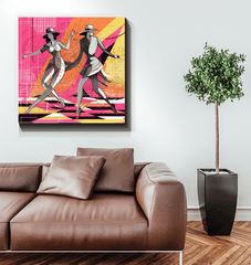 Gallery-wrapped canvas featuring balletic fashion elegance