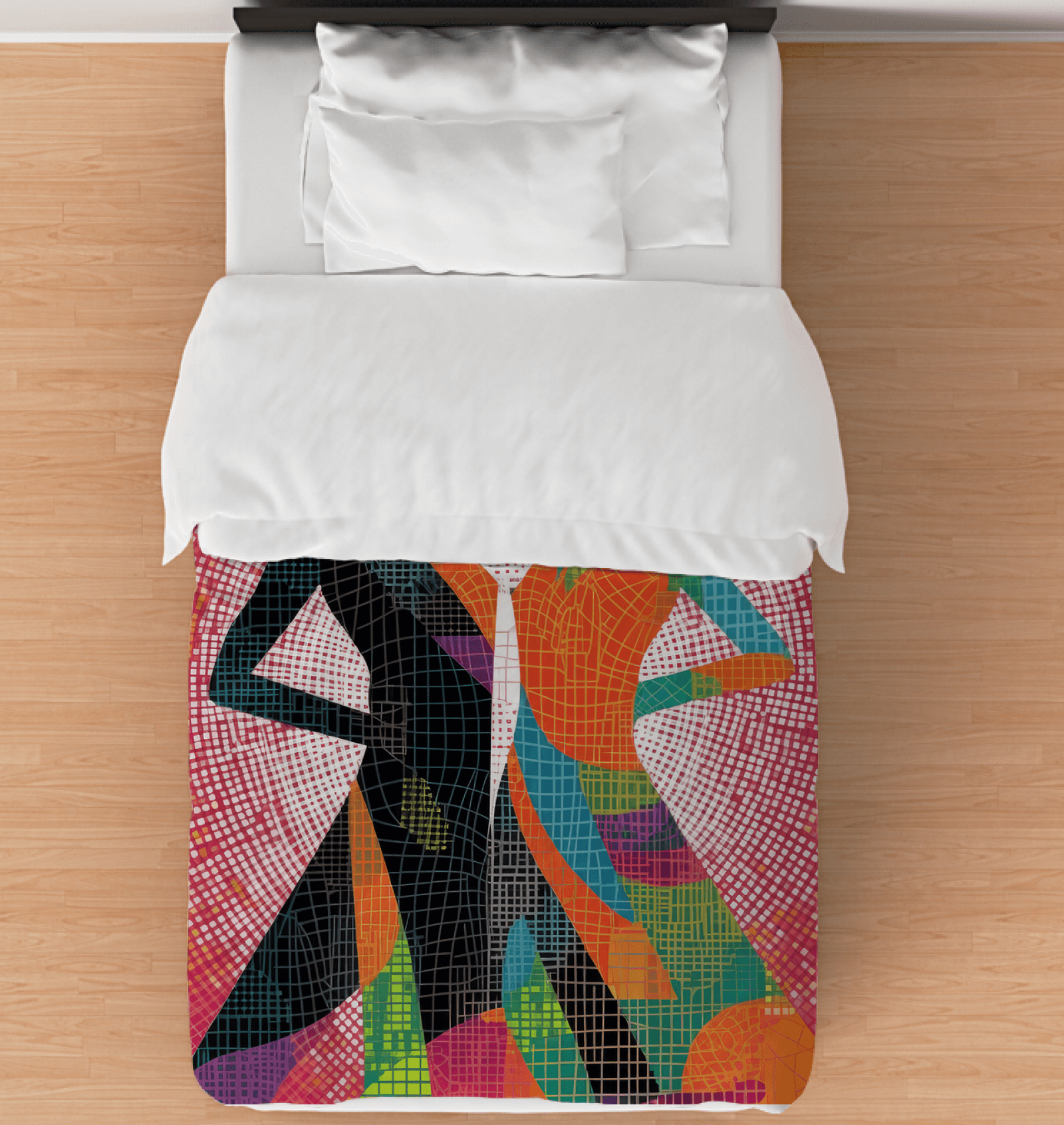 Elegant Balletic Reflections of Style Duvet Cover on a bed.