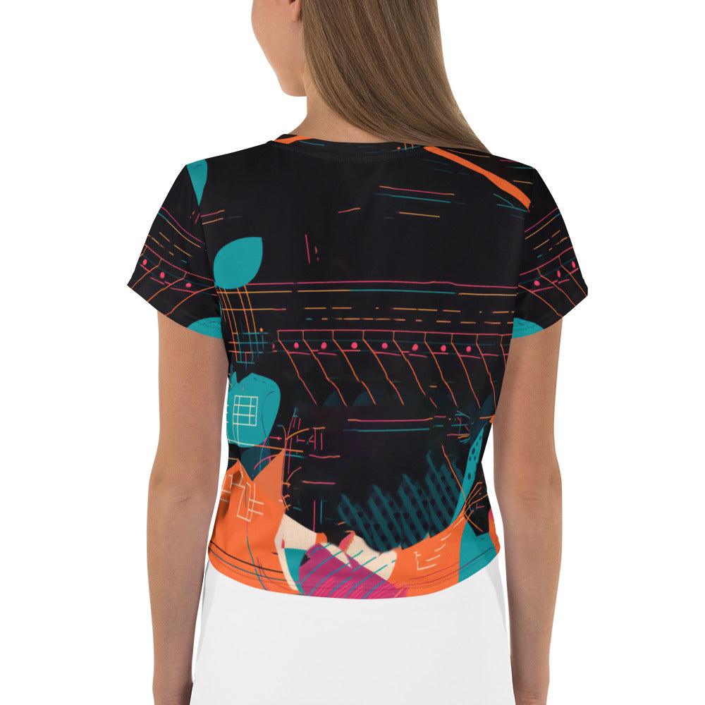 Close-up of Balletic Reverie fashion crop tee print design