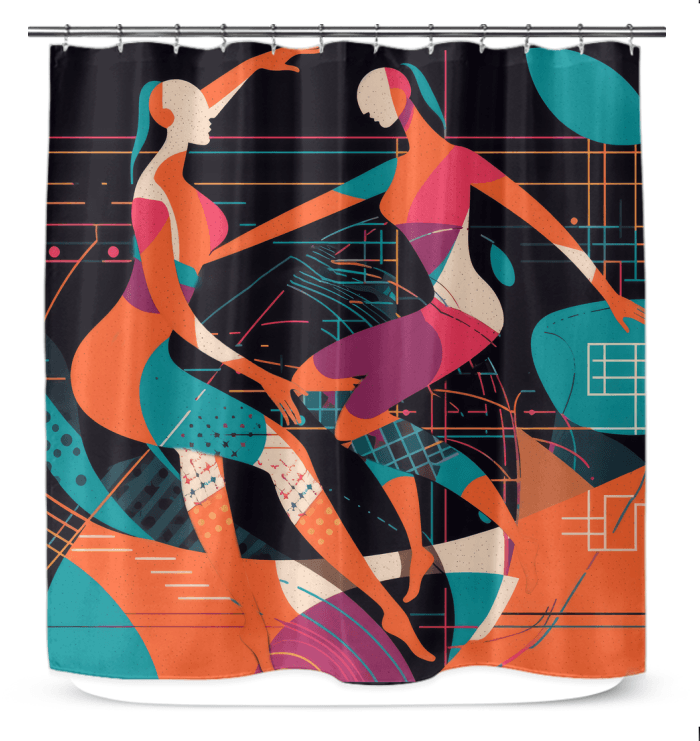 Balletic Reverie Fashion Shower Curtain showcasing elegant design for sophisticated bathroom aesthetics.