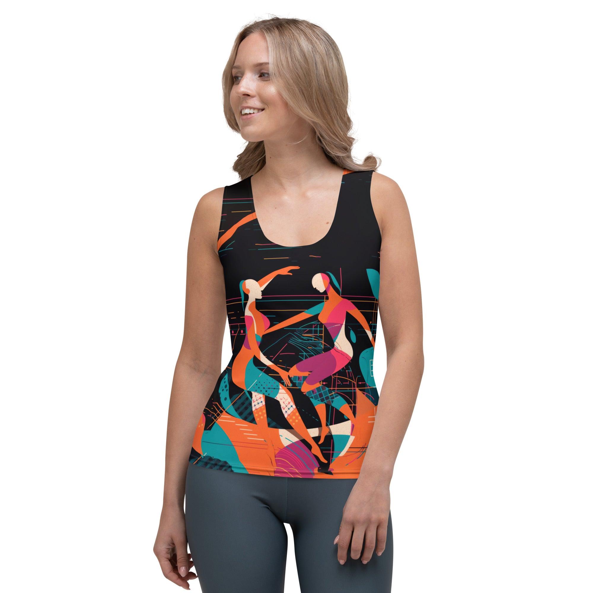 Balletic Reverie sublimation tank top in elegant design.