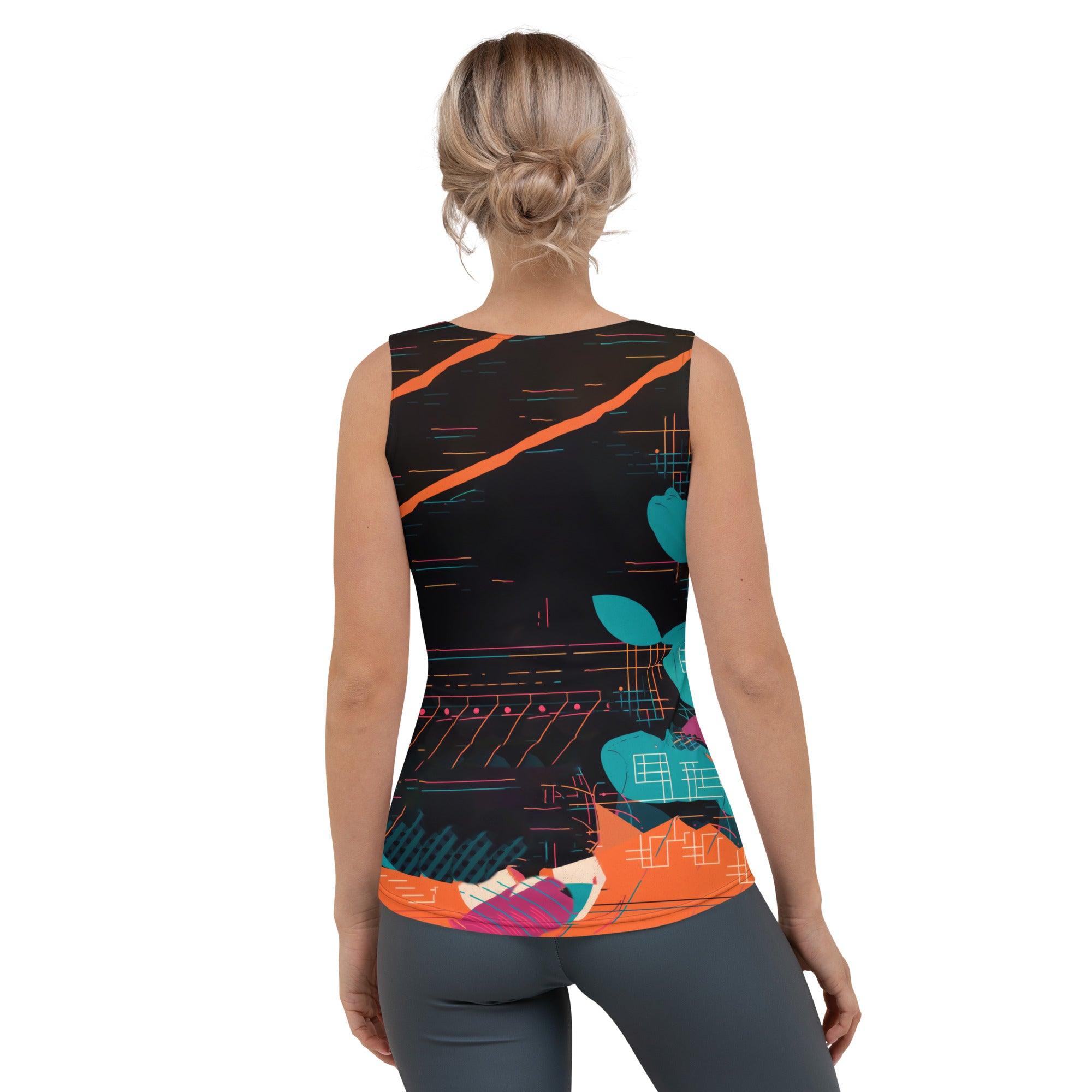 Fashion-forward cut and sew tank top for balletic style.