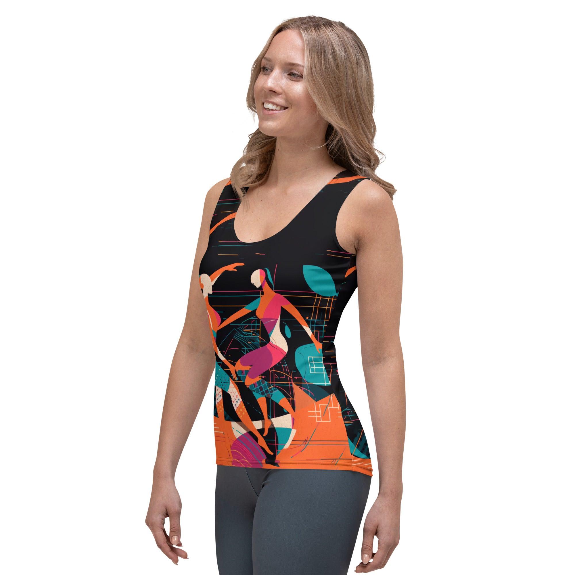 Elegant Balletic Reverie tank top with sublimation print.