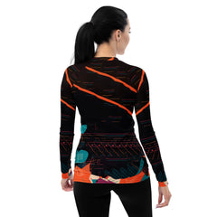 Fashion-forward women's rash guard in Balletic Reverie style, perfect for beachwear.