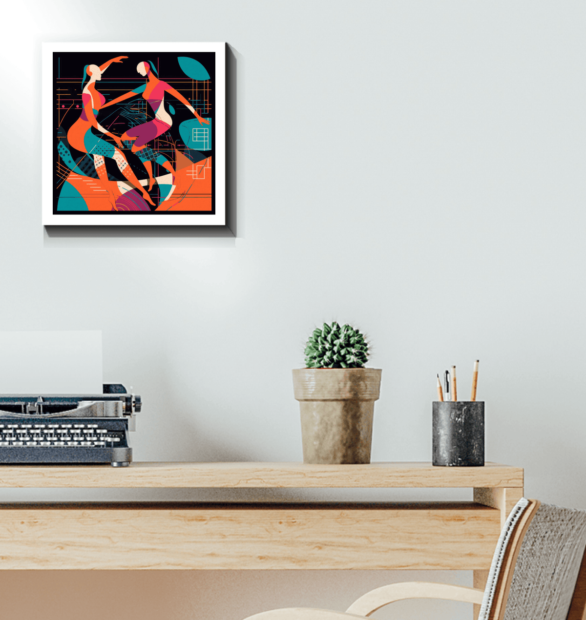Modern home decor featuring Balletic Reverie Wrapped Canvas.