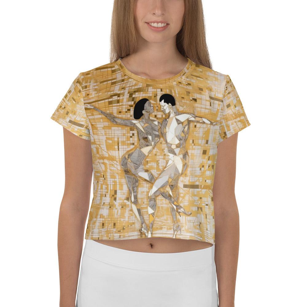 Elegant all-over print Balletic Reverie crop tee for fashion enthusiasts.