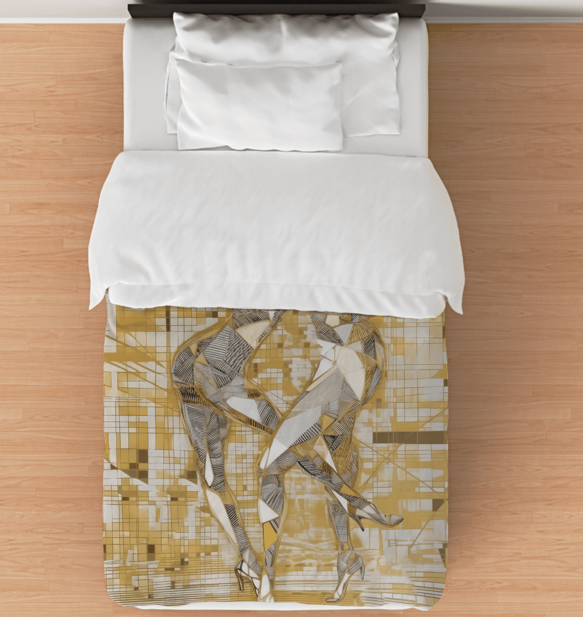 Balletic Reverie of Fashion elegant duvet cover in a stylish bedroom setting.