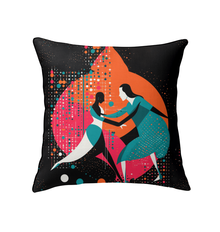 Balletic Rhapsody indoor pillow adding a touch of elegance to home decor.