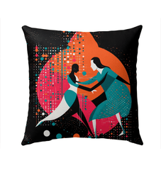 Balletic Rhapsody Attire Outdoor Pillow adorning a garden bench, adding elegance to outdoor seating.