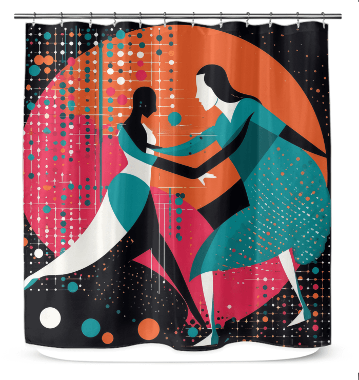 Elegant Balletic Rhapsody Attire themed shower curtain enhancing bathroom decor