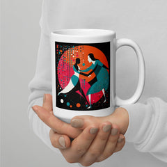 Elegant white glossy mug with Balletic Rhapsody design.