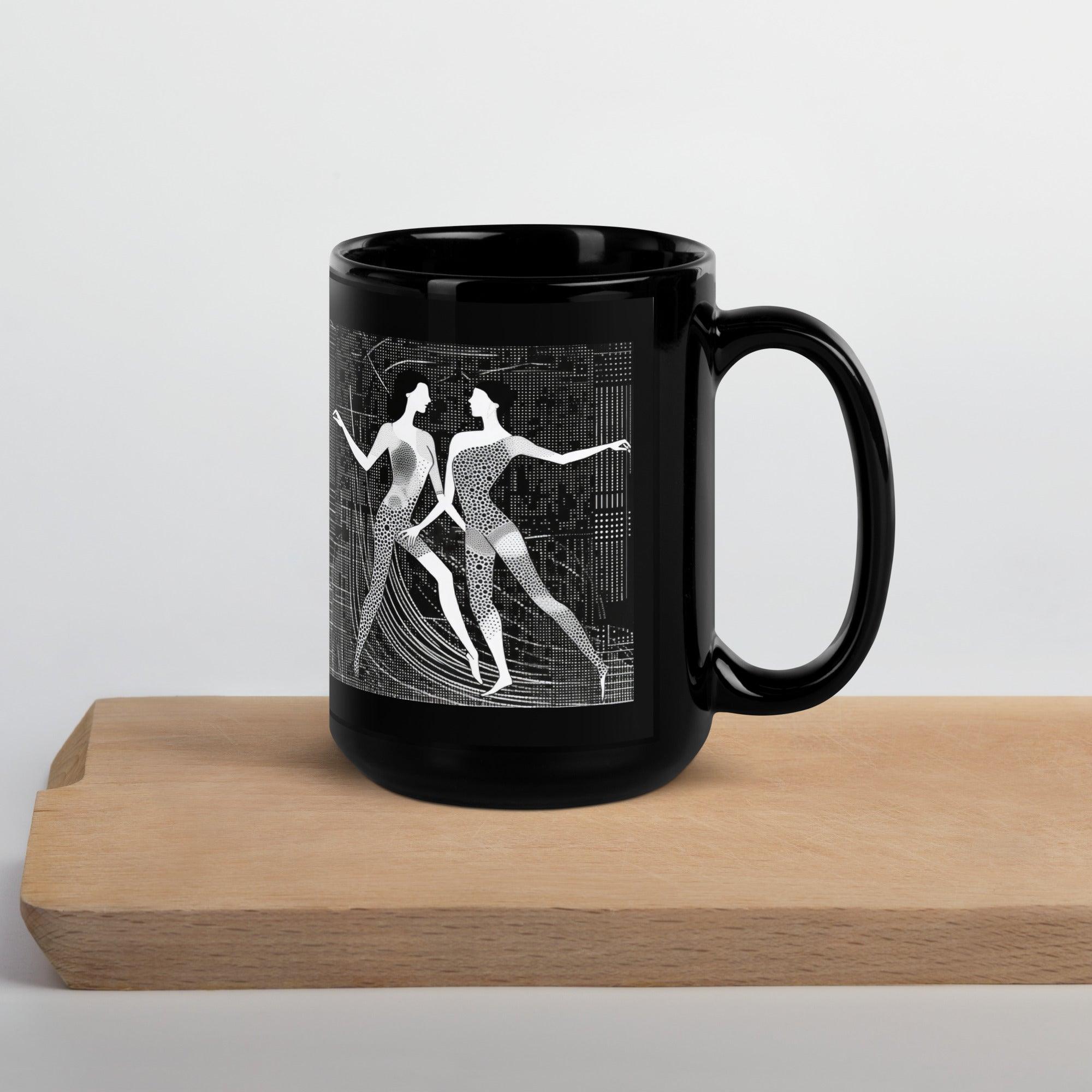 Balletic Romance Black Glossy Mug front view