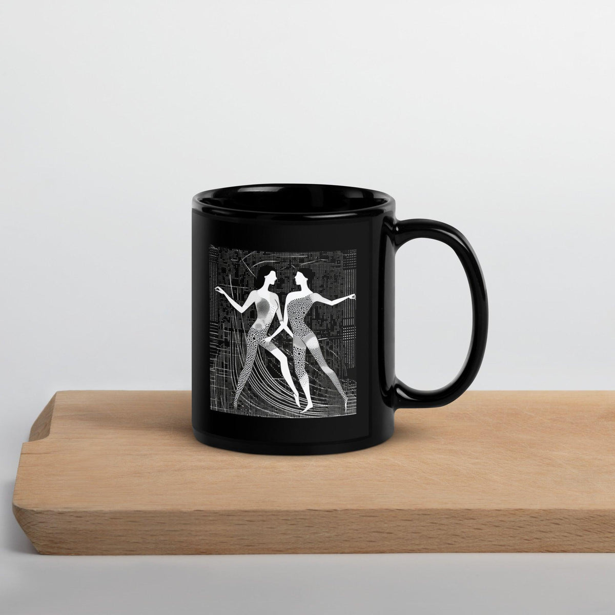 Black Glossy Balletic Romance Mug filled with coffee