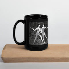 Stylish Black Glossy Coffee Mug with Balletic Romance design