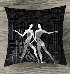 Elegant balletic romance themed indoor pillow for sophisticated home decor.