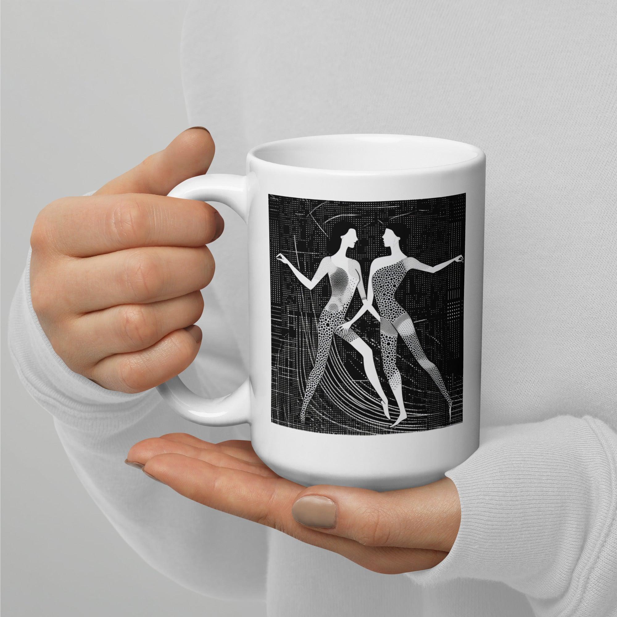 Close-up of Balletic Romance Attire white glossy coffee mug