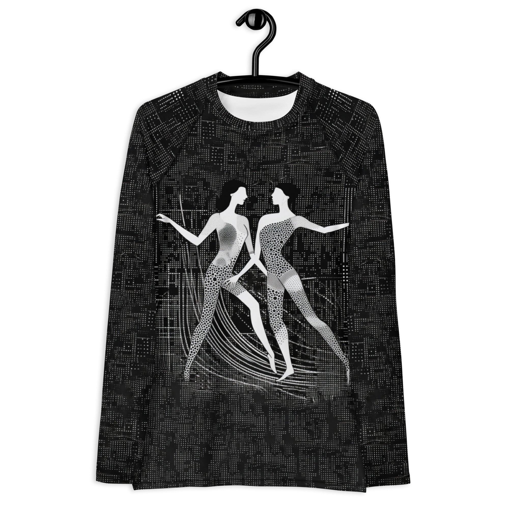 Elegant Balletic Romance women's rash guard in action.