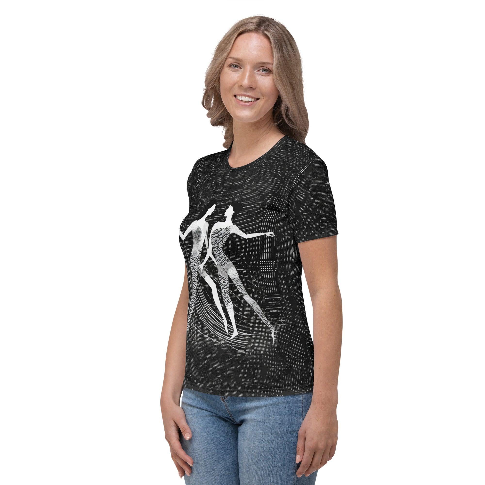 Woman wearing Balletic Romance Attire T-shirt, casual look.