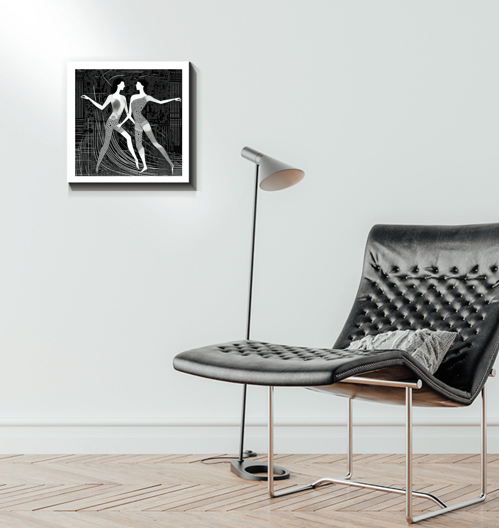 Romantic wrapped canvas artwork in living room setting