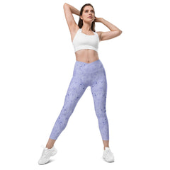 Woman wearing Balletic Romance III leggings with crossover waistband.