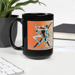 Durable and sophisticated Balletic Romance black glossy coffee mug, perfect for daily use or as a gift.