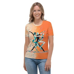 Balletic Romance women's t-shirt front view showcasing elegant design.